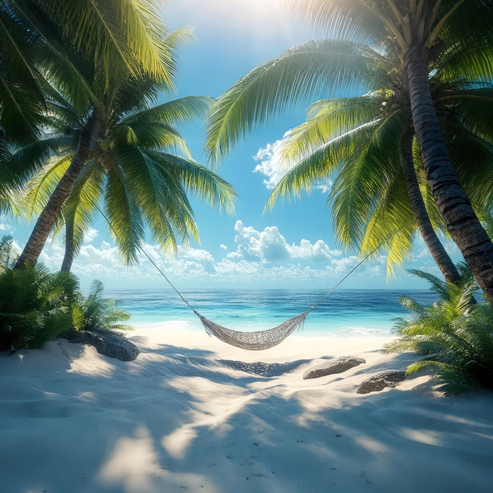 Toile de fond de Plage Été Tropicale Hamac Palmier ZXY3-32