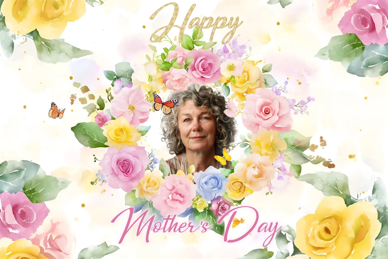 Toile de fond Fête des Mères Couronne Florale Pastel Personnalisée ZXY3-6