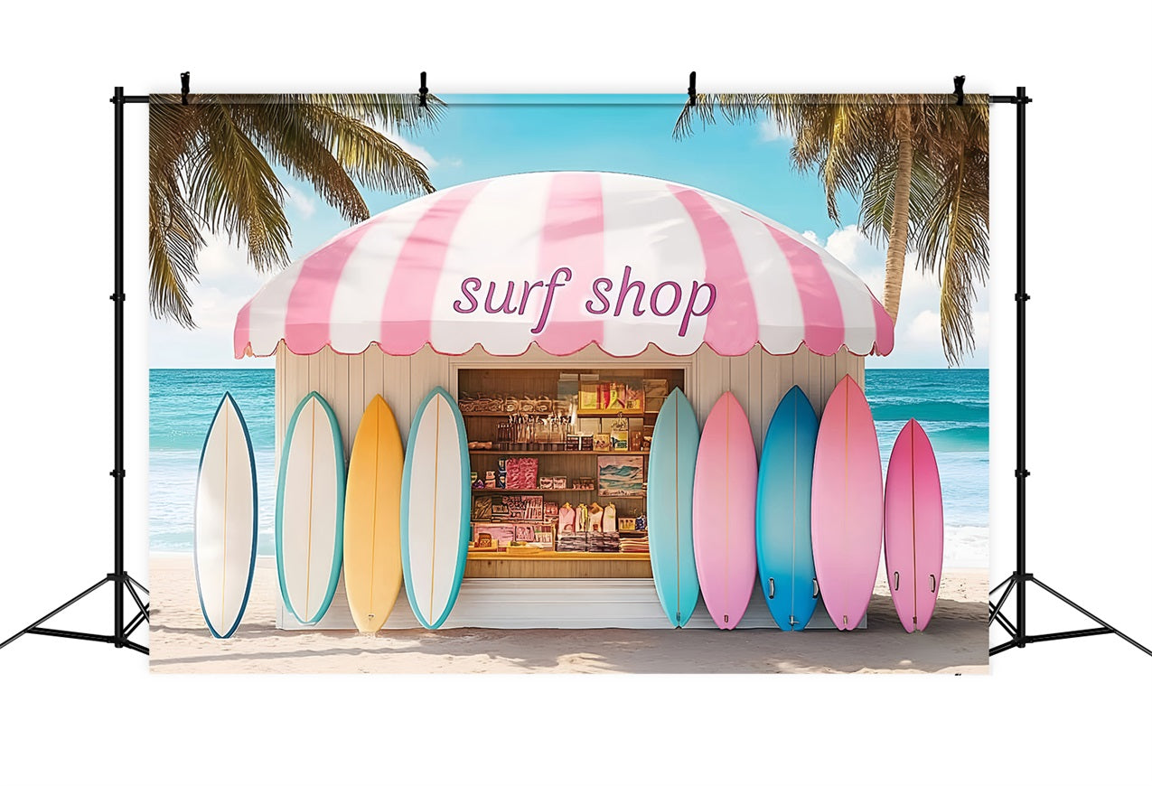 Toile de fond de Plage Été Planche de Surf Colorée Cabane ZXY3-9