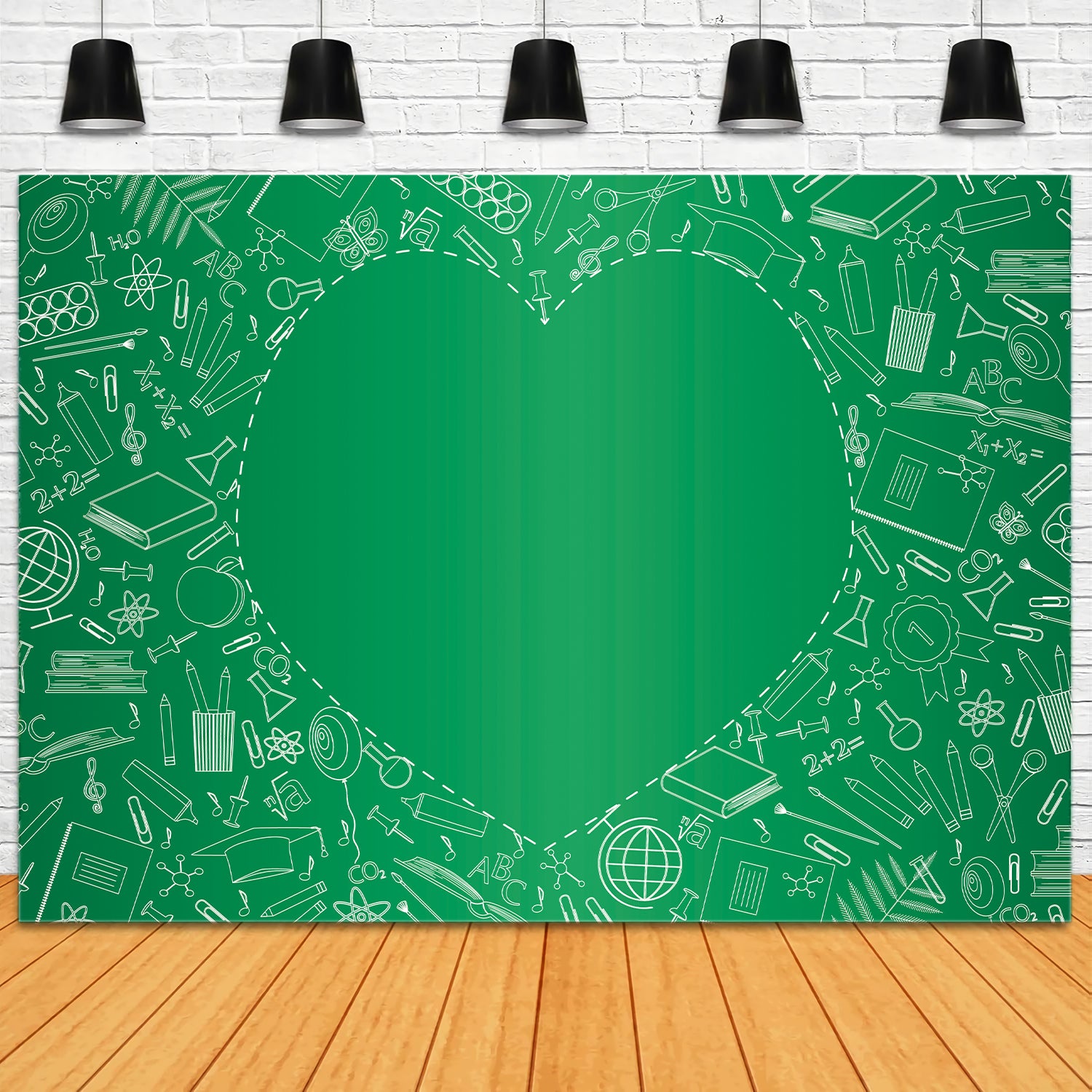 Toile de Fond de Cœur avec Objets d'Étude pour la Rentrée Scolaire BRP7-42