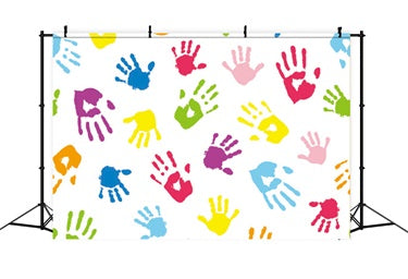 Toile de Fond de Photographie d'Empreintes de Mains Colorées pour la Rentrée BRP7-20