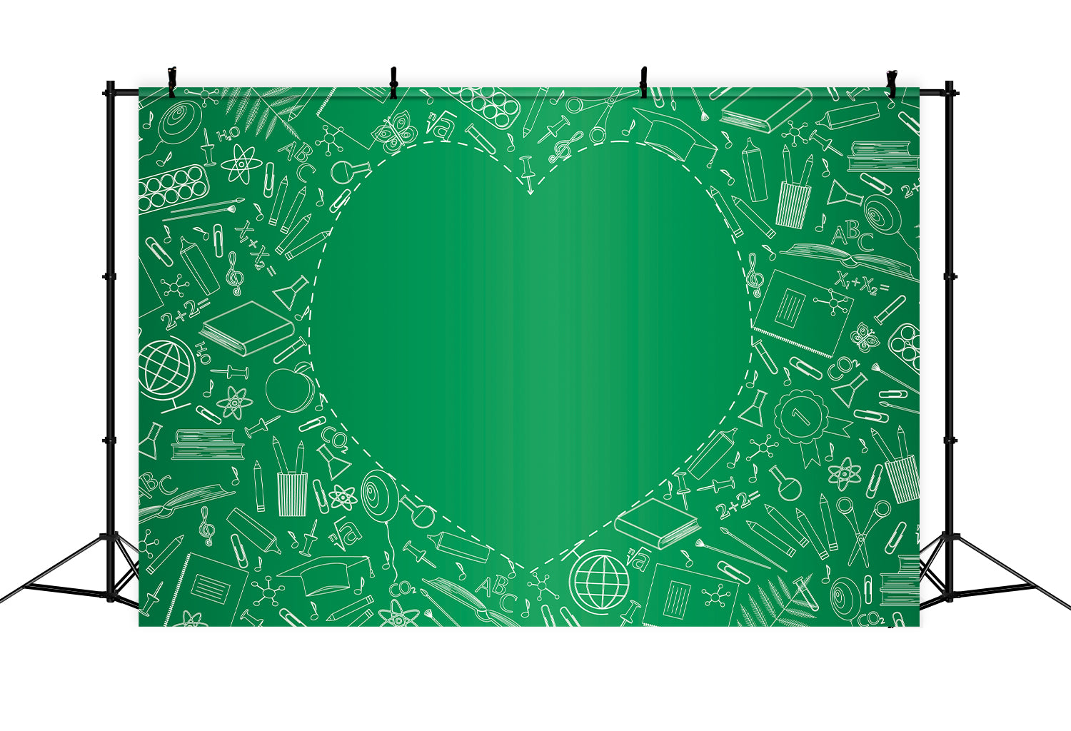 Toile de Fond de Cœur avec Objets d'Étude pour la Rentrée Scolaire BRP7-42