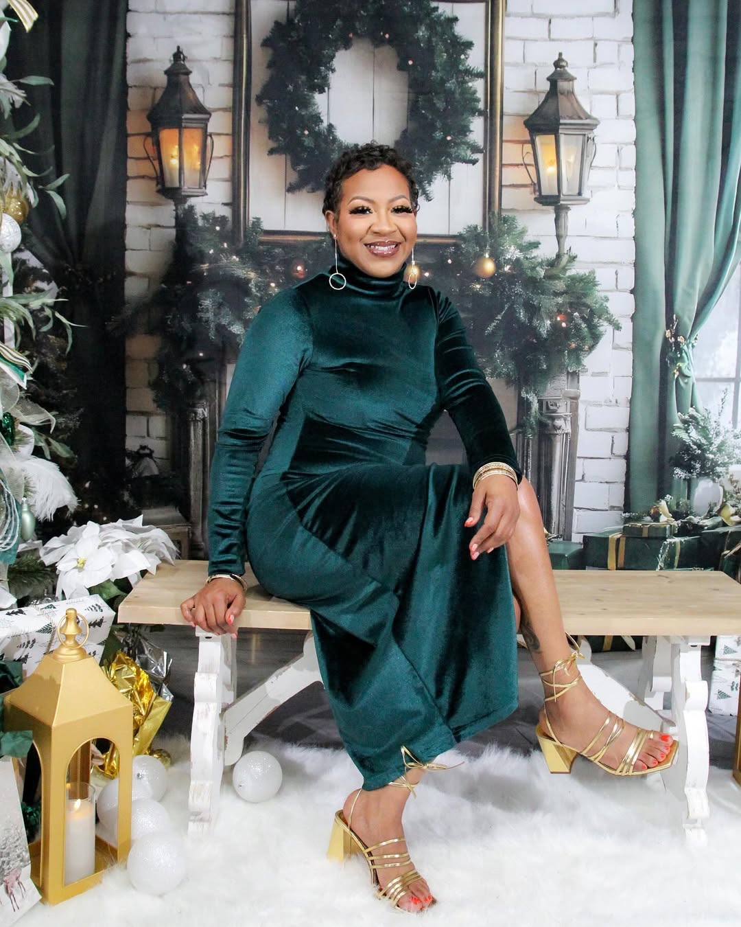 Toile de fond Fenêtre Cheminée Sapins de Noël RR8-120