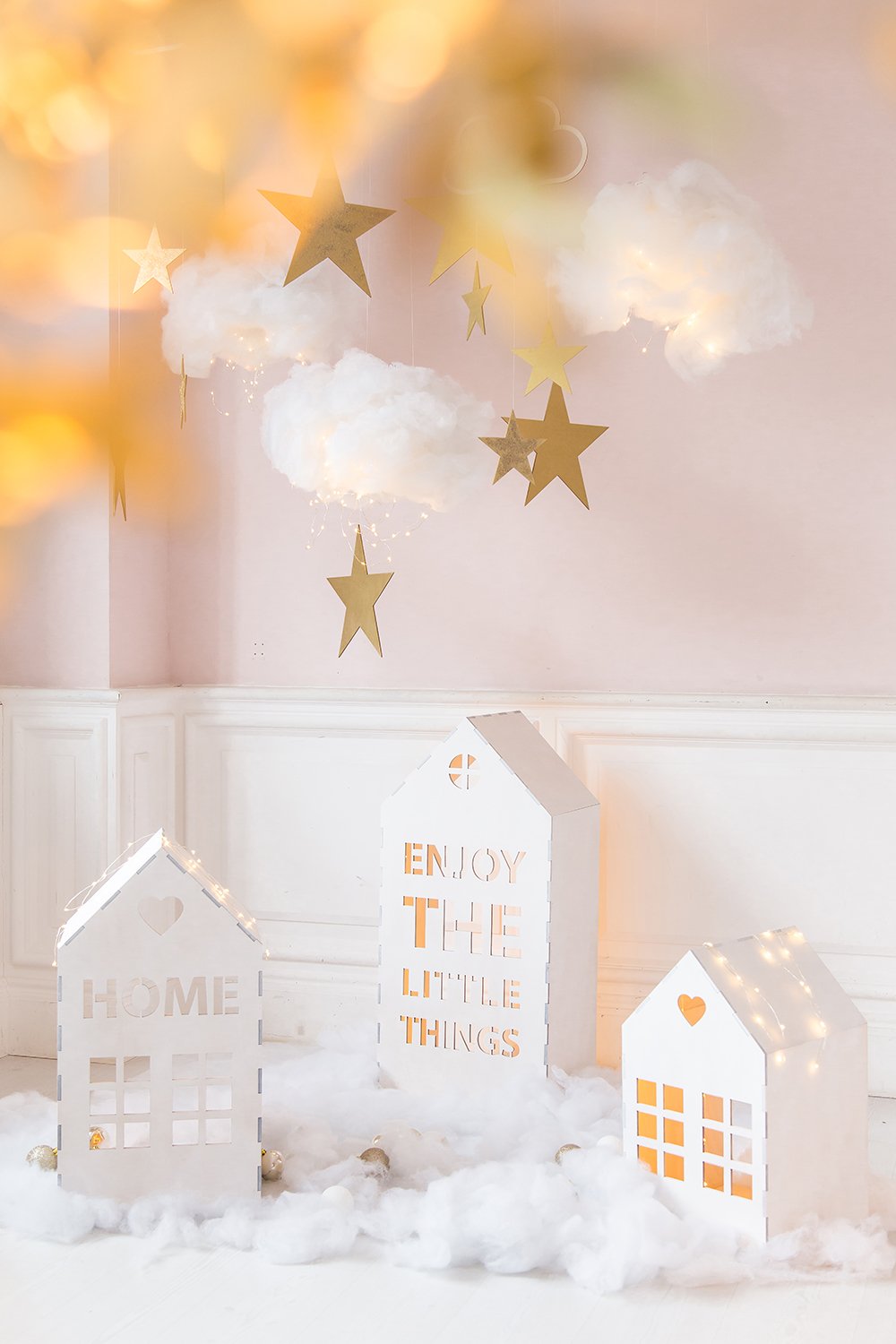 Children's Paper Building Warm Background Photography Backdrops IBD-19283