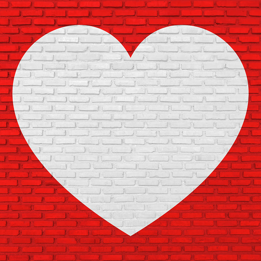 Mur de briques rouges Love Heart Valentine Toile de fond D1047