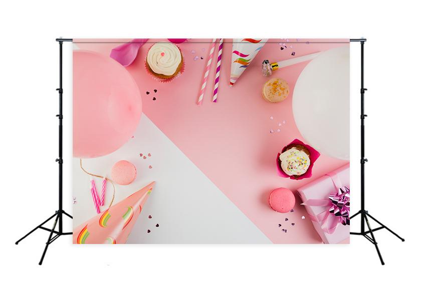 Toile de fond photographie de gâteau cadeaux rose D293