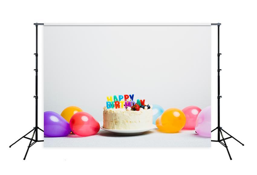 Birthday Cake Balloons Children Photo Backdrop D318