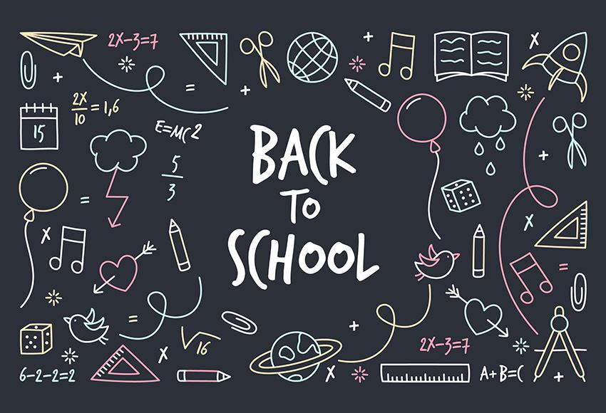 Toile De Fond De Retour À L'École Fond Coloré Craie Dessin Tableau D648