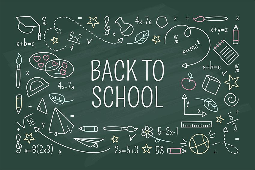 Toile De Fond De Retour À L'École Fond Craie Colorée Dessin Tableau Vert D649