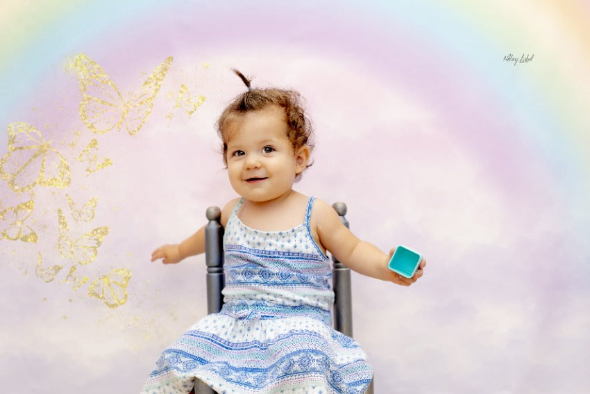 Toile de fond de nuages roses arc-en-ciel pour la photographie D810