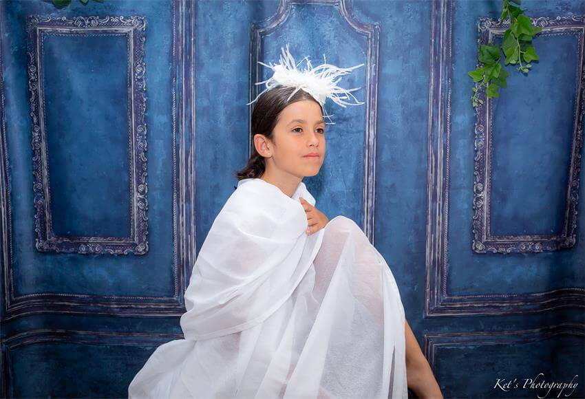 Toile de fond murale rétro bleu profond pour photomaton v