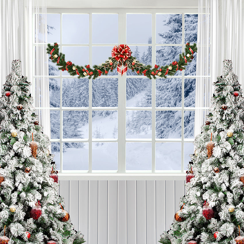 Christmas Winter Snow Scene Window Photo Shoot Backdrop