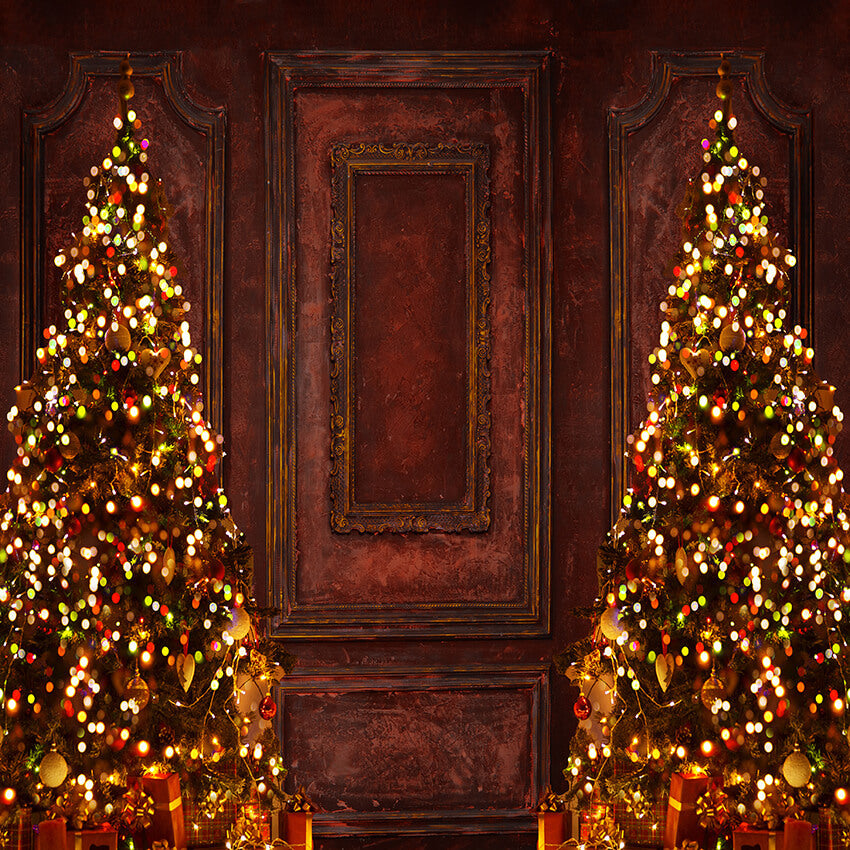 Toile de fond de photographie d'arbres de mur de Noël rétro D915