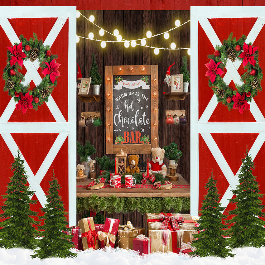 Sapin Guirlande Noël Chocolat Chaud Toile de Fond D932