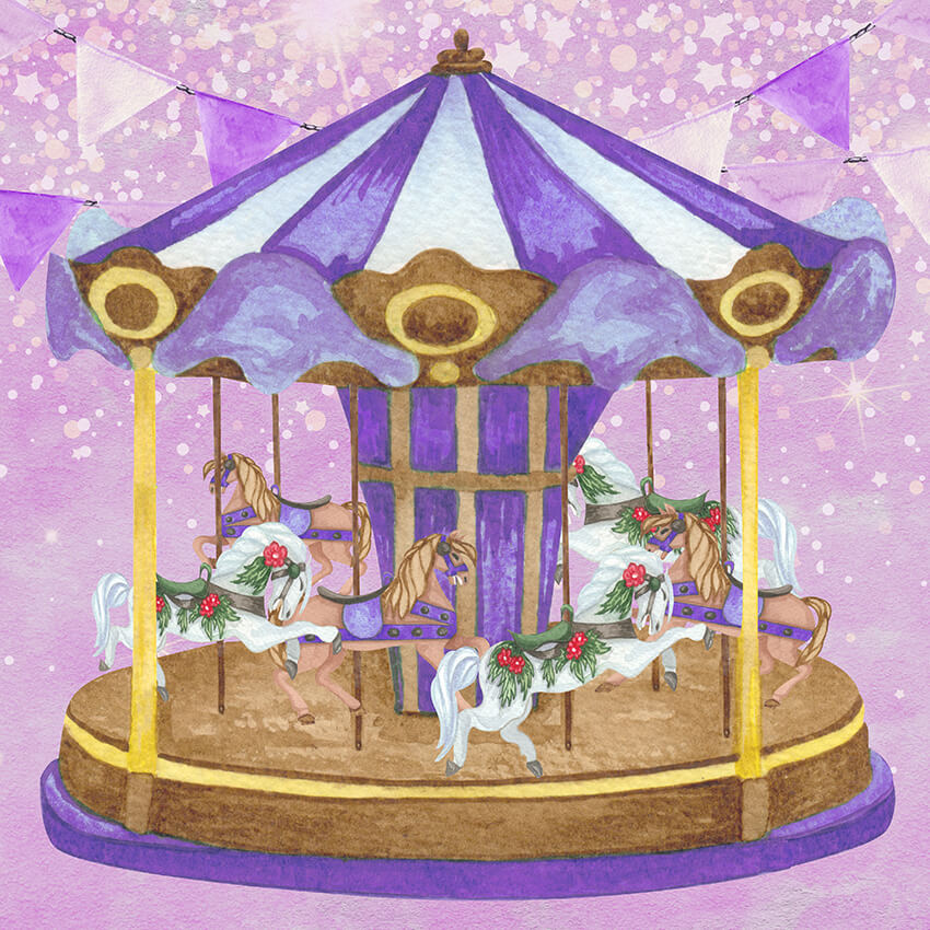 Carrousel cheval dessin animé photographie toile de fond D943
