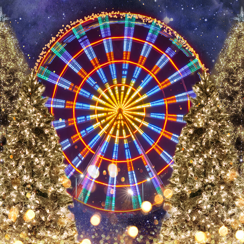 Grande roue fond de lumières de sapin de Noël D949