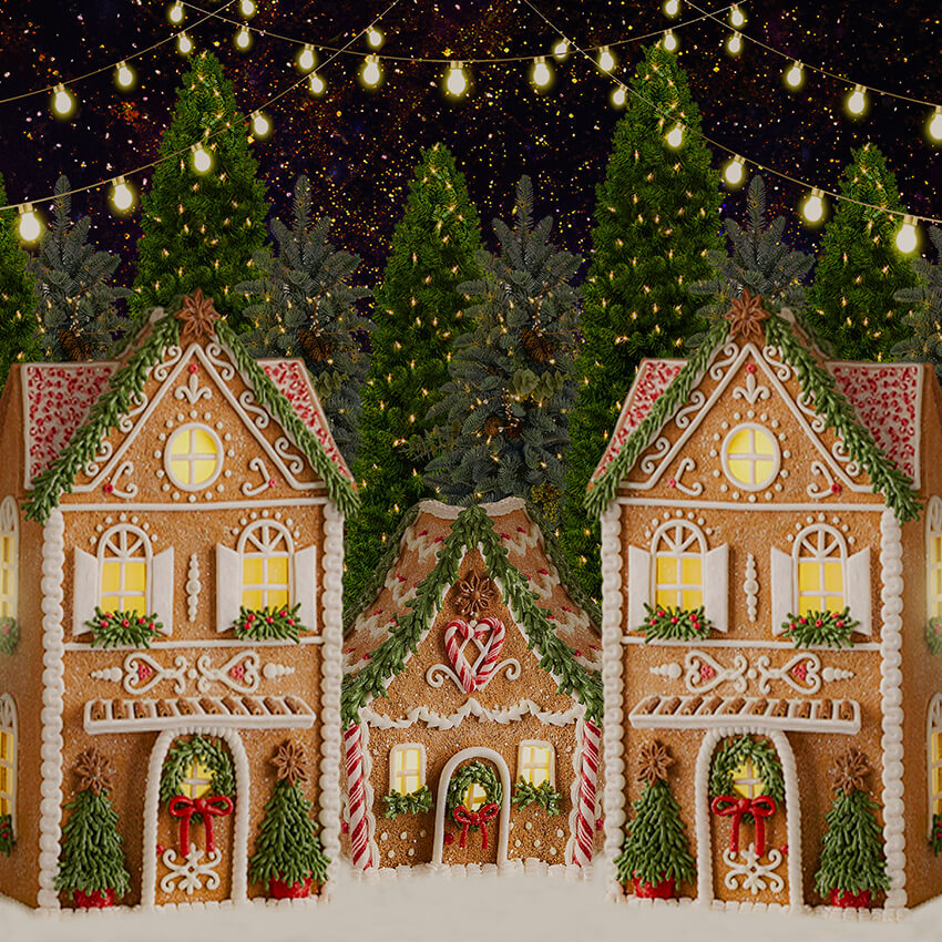 Toile de fond de sapin de Noël maison en pain d'épice D998