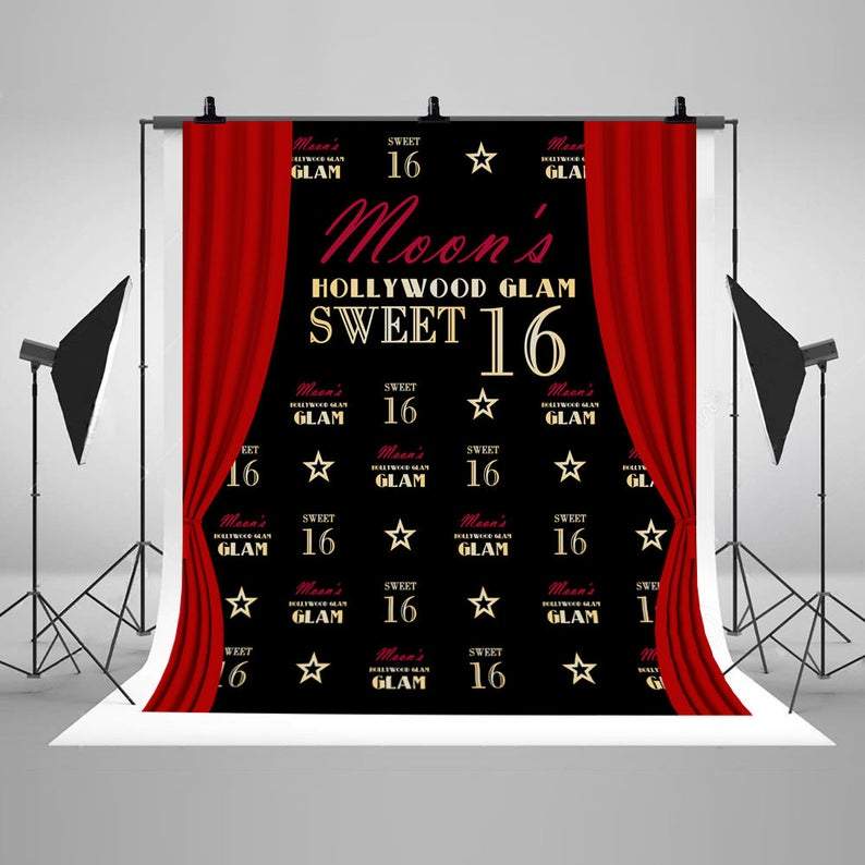 Toile de Fond d'Anniversaire Personnalisée de 16 Ans DBD21