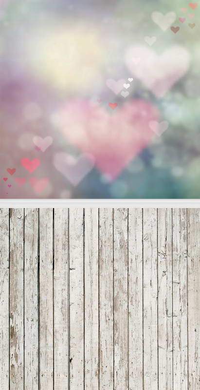 Valentine's Day Backdrop Love Heart Wood Floor For Photos F-2954