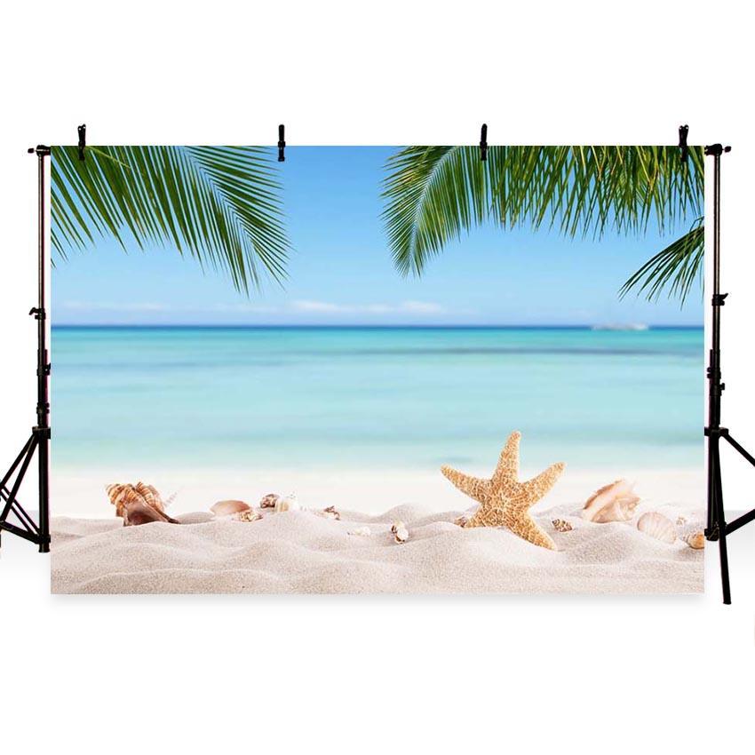 Beach Backdrop Ocean Blue Sky Starfish Summer Backdrop G-228