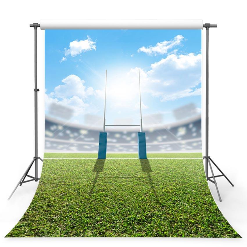 Toile de fond de verte pelouse stade de baseball bleu ciel G-362