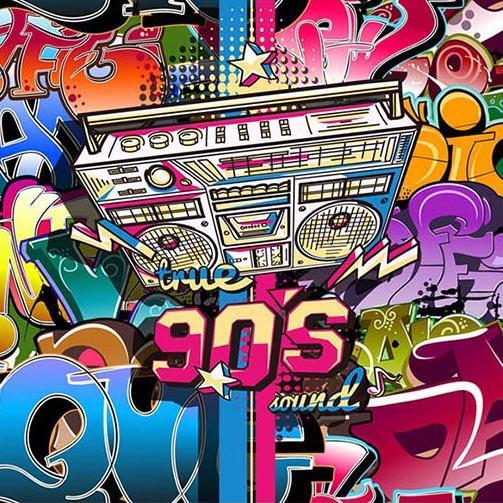 Toile de fond scéniques Milieux urbains Graffiti Mur bleu G-427