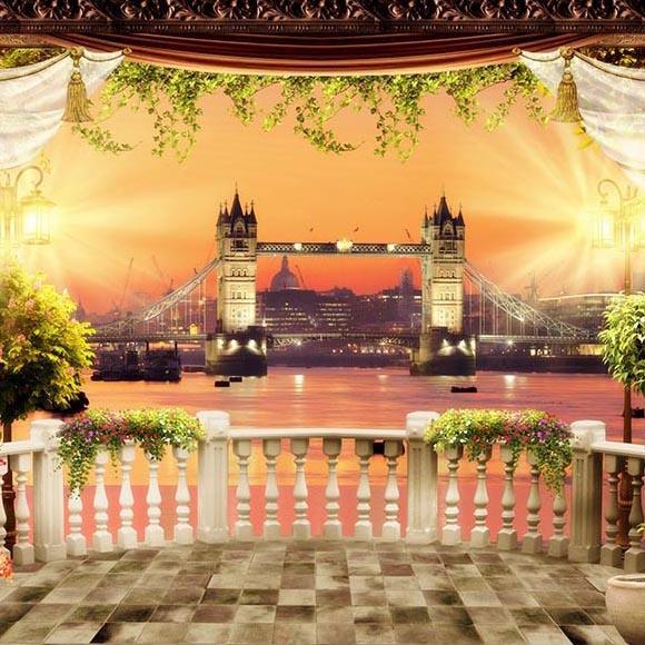 Toile de fond de fenêtre Lumières Toile de fond Arrière-plans de pont G-496