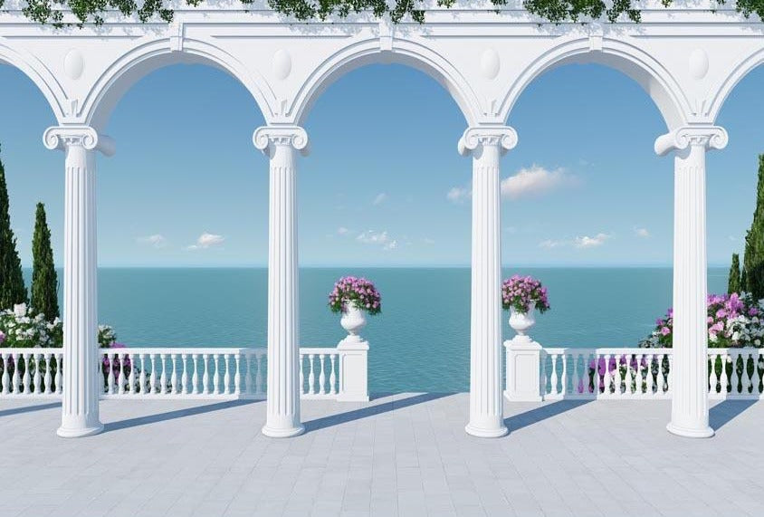 Ancient Roman Balcony Arch Photography Backdrop G-590