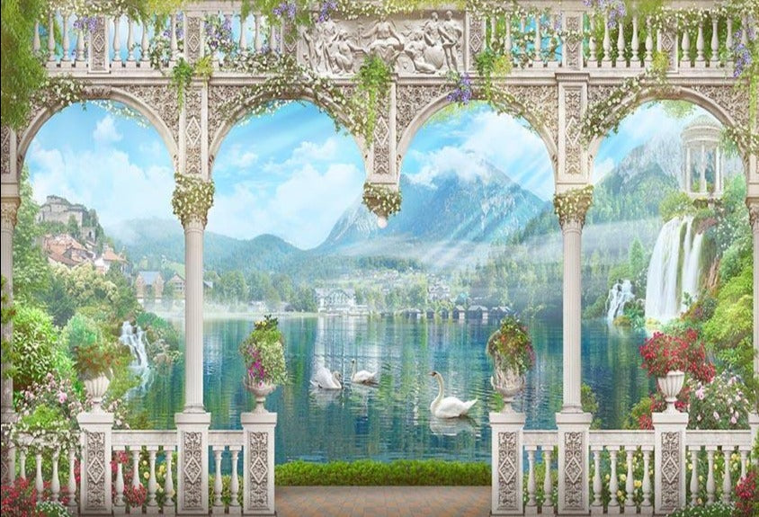 Door Backdrops Trees Backdrop Lakes Background G-661