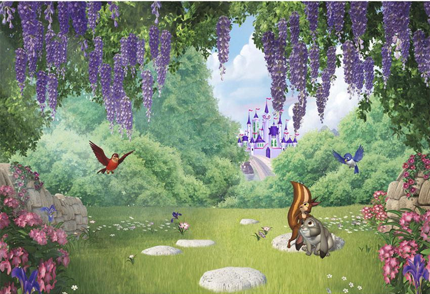 Toile de fond de la forêt de l'écureuil pour la photographie G-724