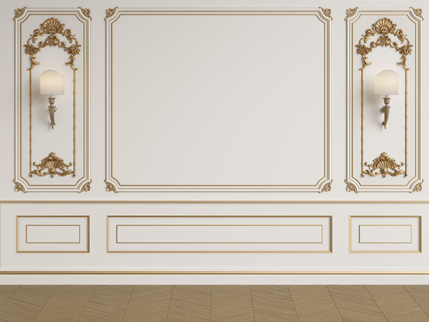 Mur intérieur classique avec fond de moulures pour photos GA-68