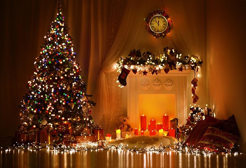 Toile De Fond D'Intérieure Décoré De Noël Pour La Photographie Gx-1079