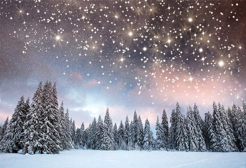 Toile De Fond D'Arbres De Noël D'Hiver Étoiles Brillantes Pour La Photographie Gx-1080