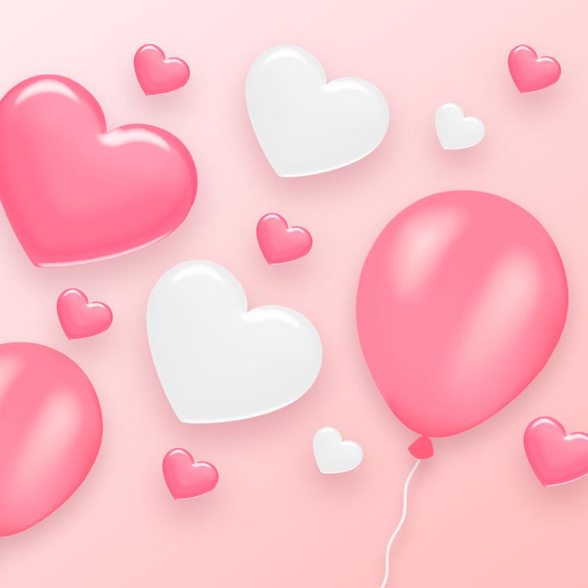 Valentine's Day Love Heart Balloons Backdrop for Photos J03214