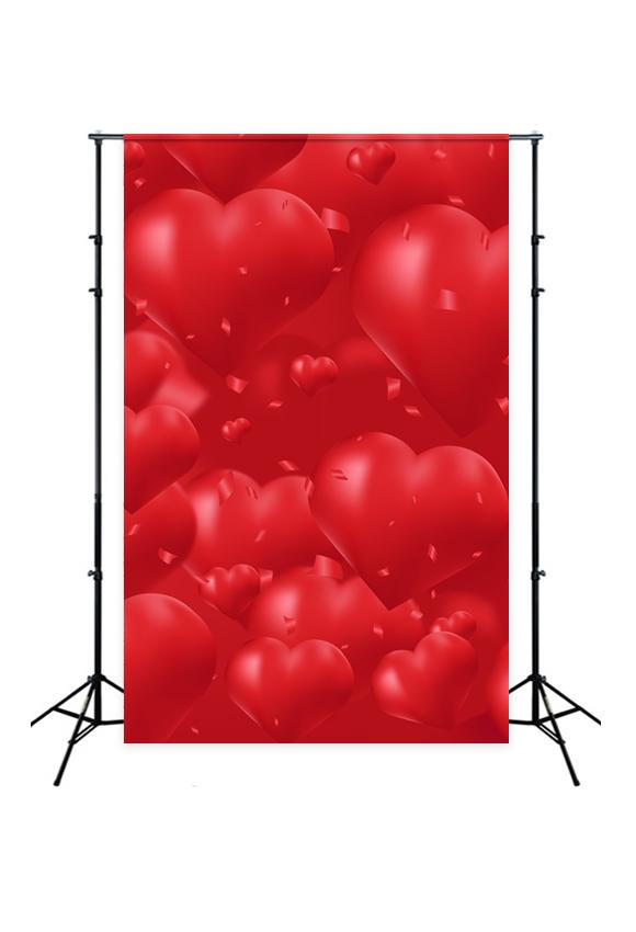 Valentine's Day Love Heart Red Backdrop for Photo Studio J03218