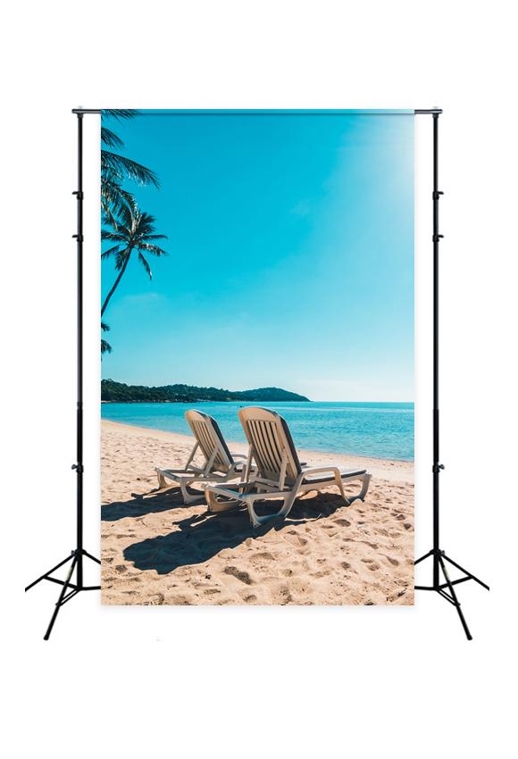 Beach Backdrop Sky Blue Ocean Summer Holiday Photo Backdrop J04137