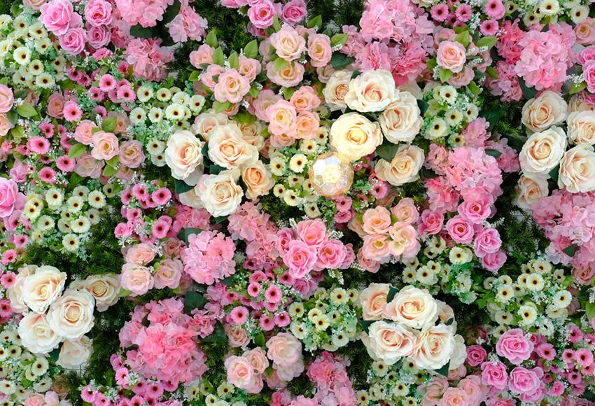 Toile de fond de photographie de fleurs imprimées pour la fête LM-H00236