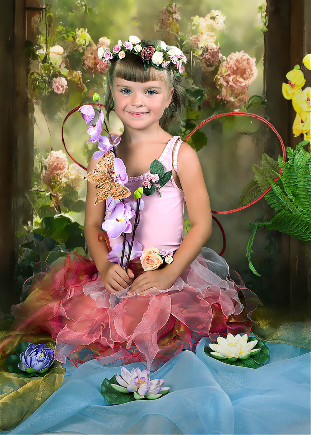 Toile de Fond de Porte Murale Fleur Peinte à L'huile M-29