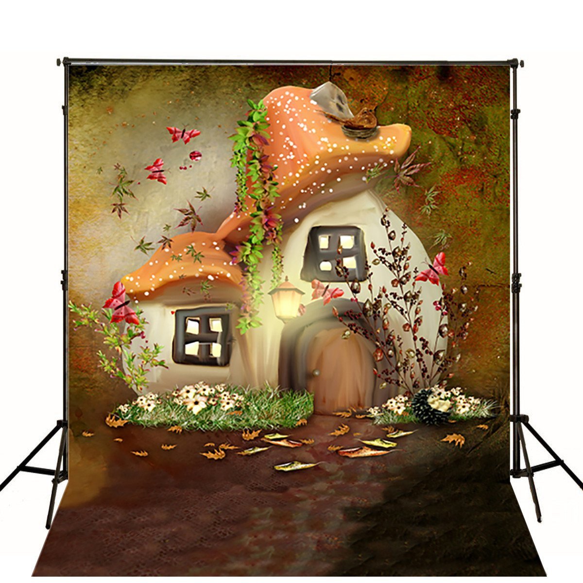 Mushroom House Fairytale Nature Photo Backdrop N10202