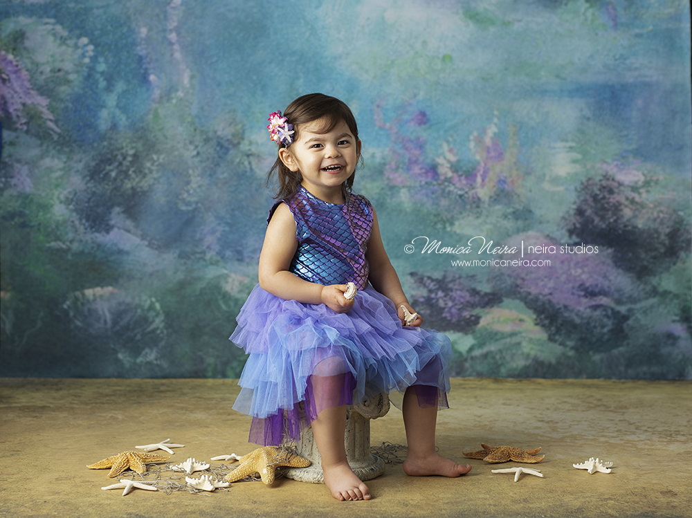 toile de fond de photographie artistique Gouache peinture à l'huile Sea World pour baby shower NB-089