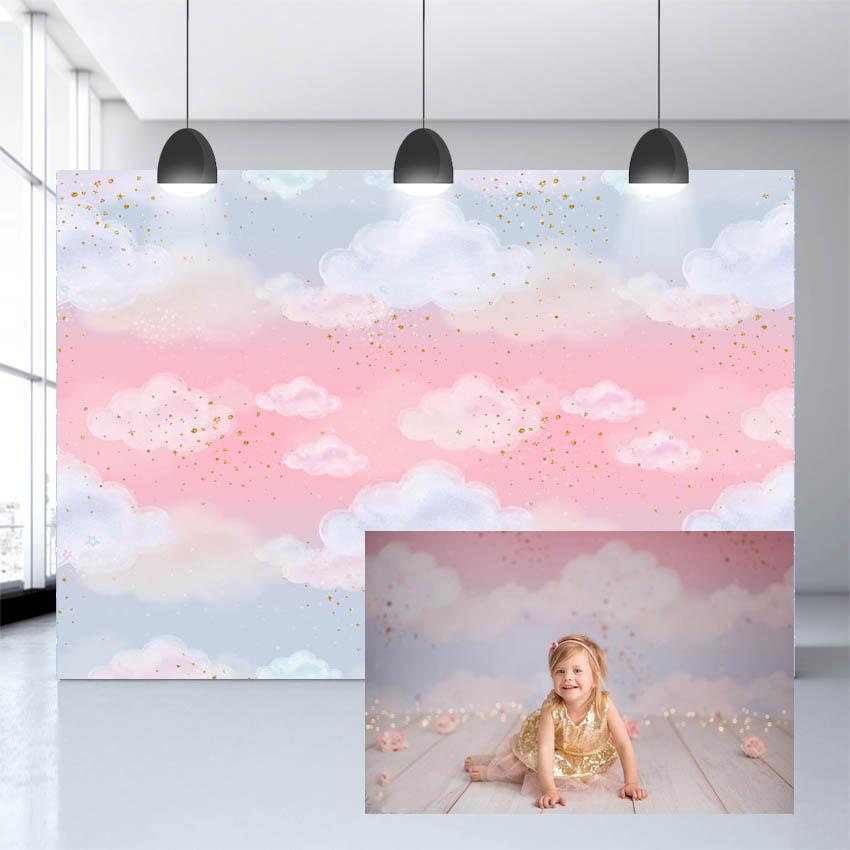 Belle Toile De Fond De Nuages Ciel Fond Rose Pour La Photographie Nb-348