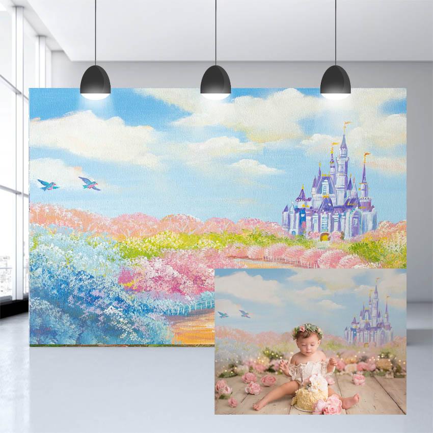 Toile De Fond De Château De Dessin Animé Beau Fond Pour Décoration Nb-353