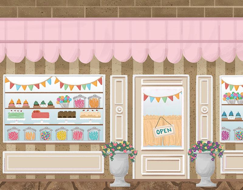 Toile De Fond De Photographie De Pâtisserie Sucrée De Dessin Animé Pour Bébé Fille Nb-459