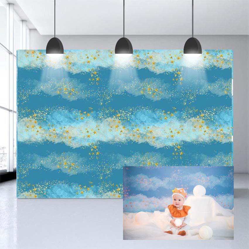 Toile de fond enfant nuages blancs étoiles pour la photographie NB-209