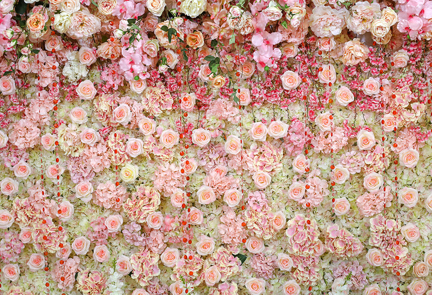 Toile de Fond de Mariage de Fleurs Roses et Blanches SH-1010