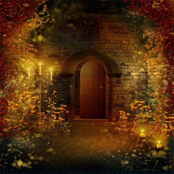 Vines Candles Vintage Door Backdrop for Photography