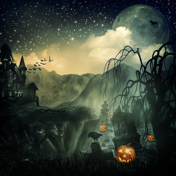 Halloween Backdrop Haunted Castle Backdrop for Photography