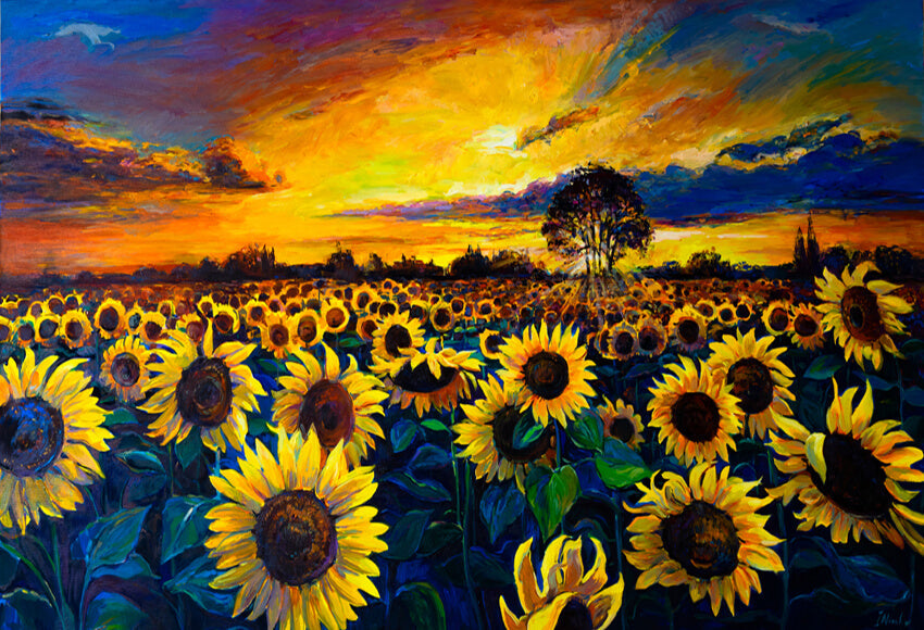 Sunflower Backdrop Painting Summer Photo Backdrop