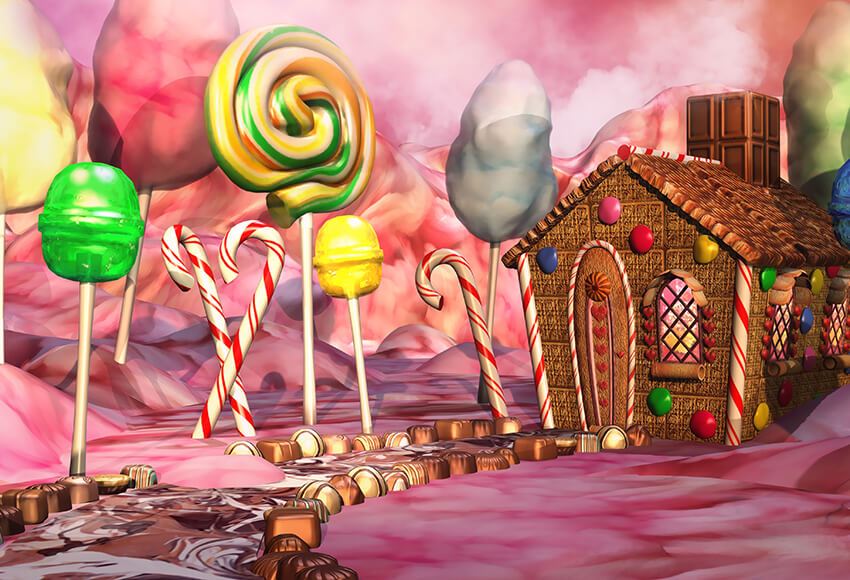 Christmas Backdrop Candy Gingerbread House