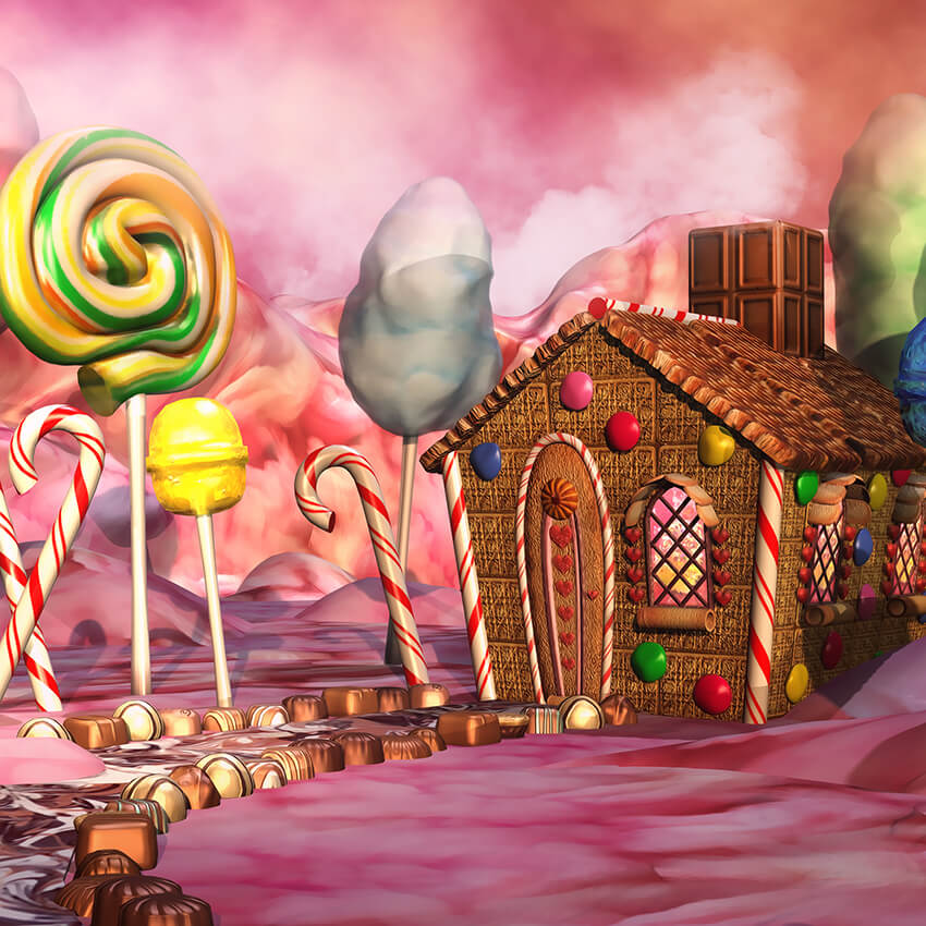Christmas Backdrop Candy Gingerbread House